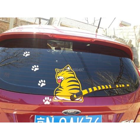 Funny Cat Car Rear Window Wiper Decal Car Body Stickers Car Accessoeirs