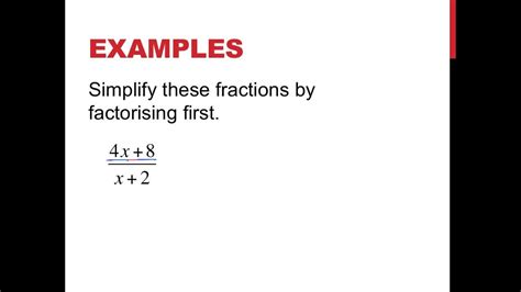 I want to simplify the fraction to its simplest form. Year 10: Simplifying algebraic fractions - YouTube