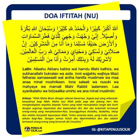 Baca Doa Iftitah Nu Beserta Artinya Read Islamic Surah Ayah