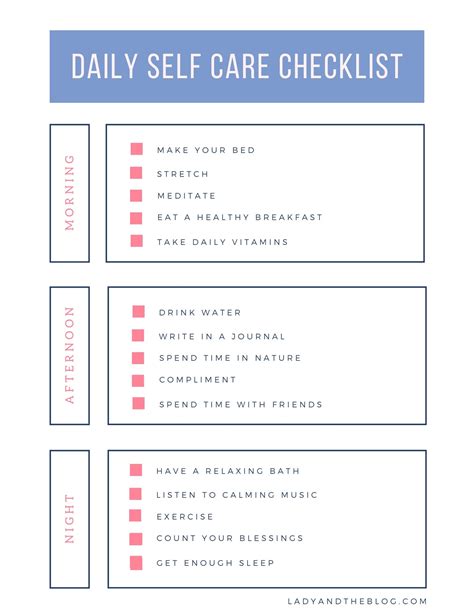 Daily Self Care Checklist Things To Do Every Single Day To Protect