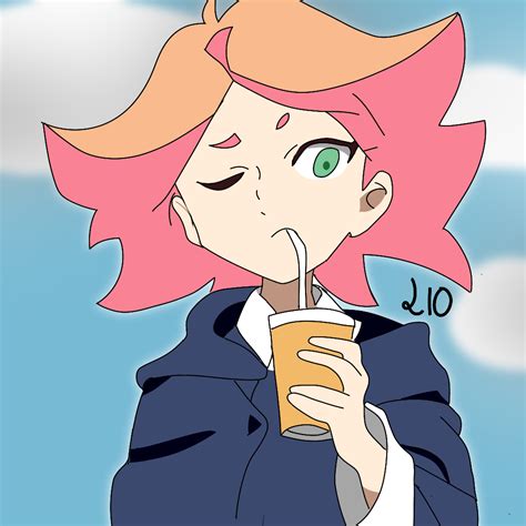 lio amanda o neill little witch academia self upload tagme 1girl cloud drinking green