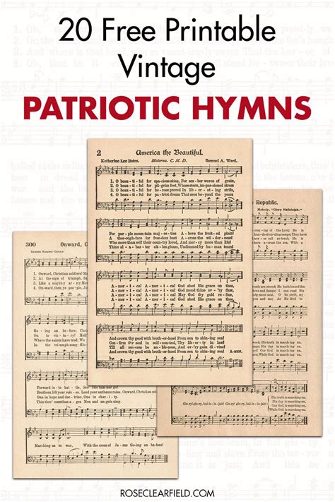 20 Free Printable Vintage Patriotic Sheet Music Hymns Rose Clearfield