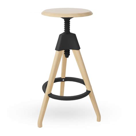 It bears many similarities to a chair. Black Wood Tall Adjustable Stool