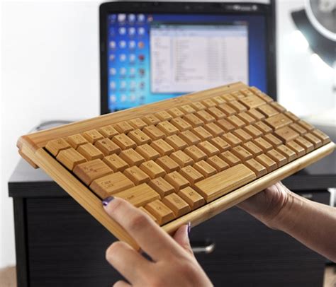 Handcrafted Wireless Bamboo Keyboard Gadgets Matrix