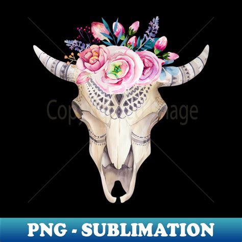 Boho Chic Skull With Flowers Professional Sublimation Digi Inspire