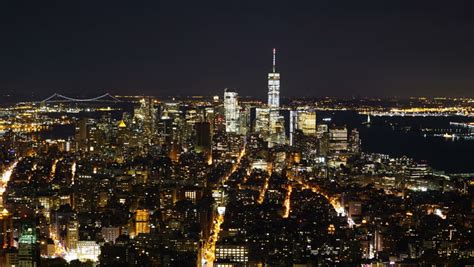 New York City Manhattan Skyline Nyc Time Lapse During Night Stock