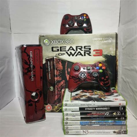 Microsoft Xbox 360 Slim Gears Of War 3 Limited Edition 320gb Red
