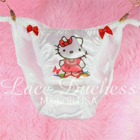 Lace Duchess Classic 80s Cut Hello Kitty Garden Cat Character Movie Print Satin Wet Look