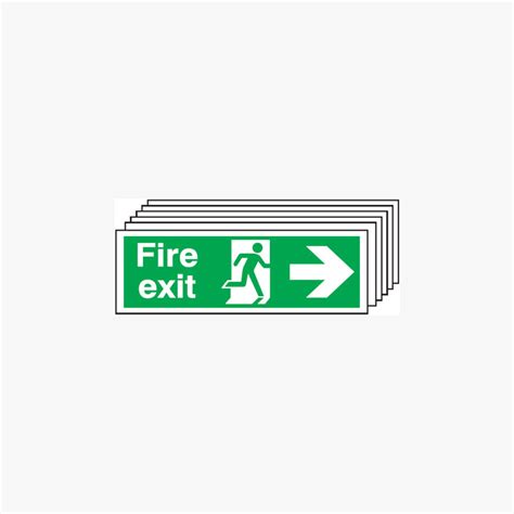 Fire Exit Running Man Arrow Right 300x150mm Signs Safety Sign Uk