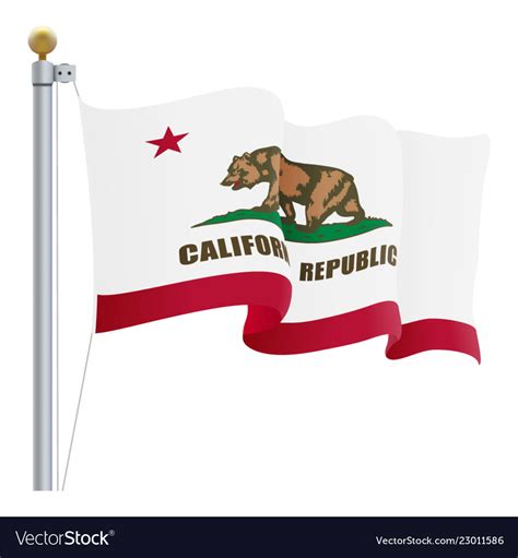 Waving California Flag Isolated On A White Vector Image