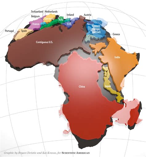 The True Size Of Africa Map By Scientific American Relative Map