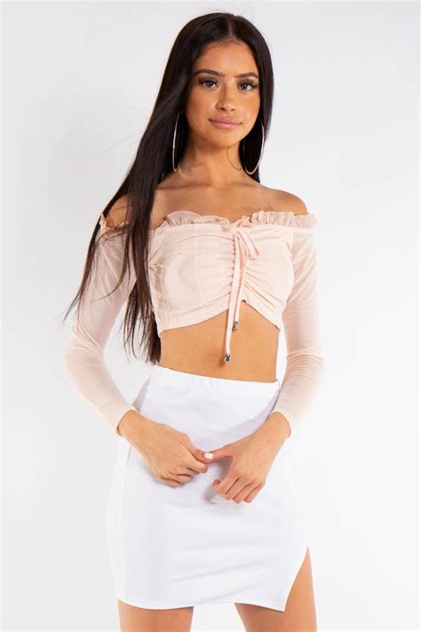 Pink Ruched Mesh Top