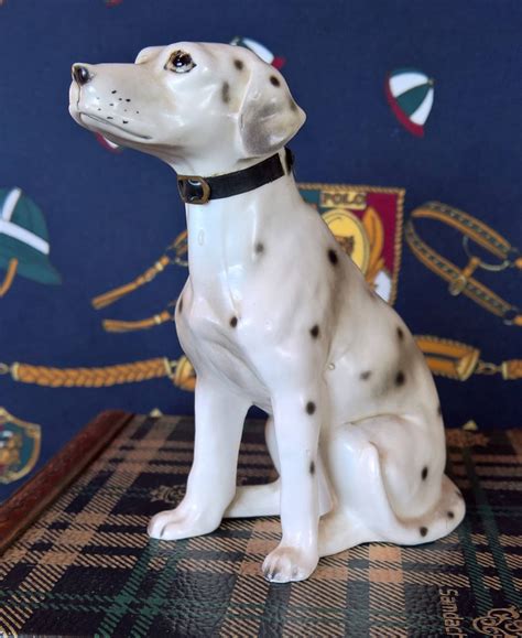 Vintage Dog Figurine Dalmation Sitting Bisque