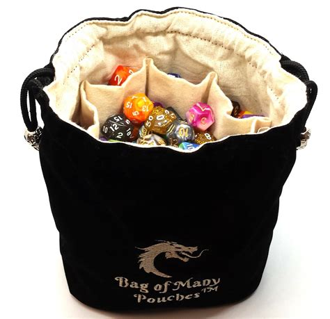 Bag Of Many Pouches Rpg Dnd Dice Bag Black Old School Dice And Accessories