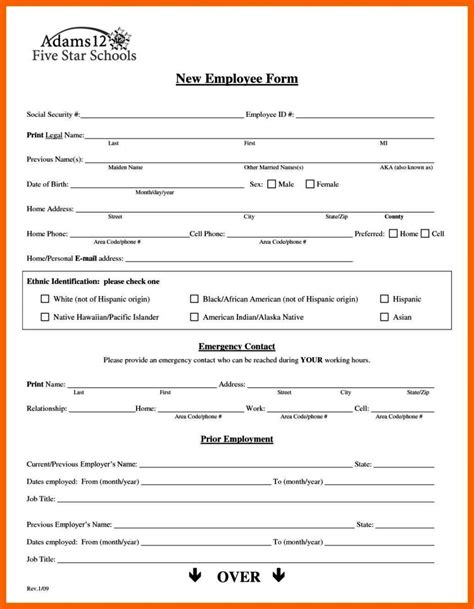 Printable New Hire Employee Information Form