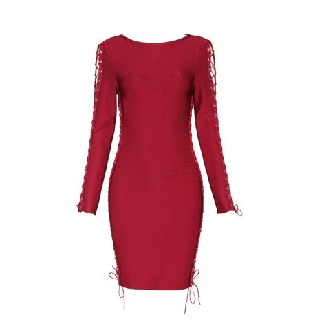 Women Winter Sexy Hollow Out Long Sleeve Bandage Dress 2018 Knitted Elegant Designer Party Dress