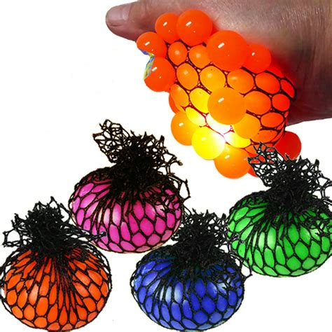 Grapes Flashing Mesh Squeeze Stress Balls Assorted Colors One Piece Led