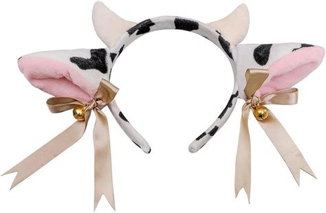 Plush Cow Headband Animals Ears Headband Bells Bow Cow Ears And Horns