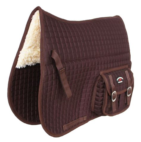 Horse English Quilted Fleece Padded Dressage Saddle Pad With Pockets