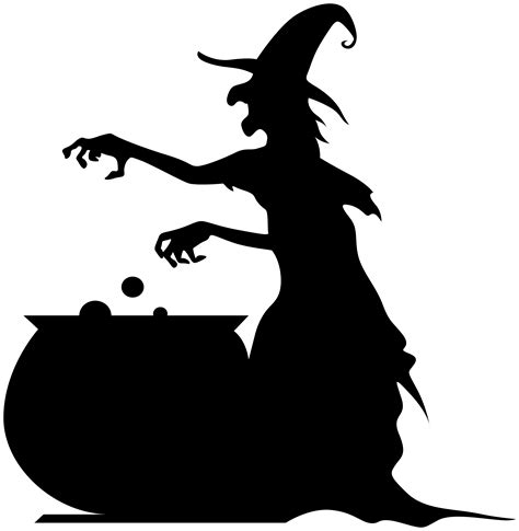 Witch With Cauldron Silhouette Png Clip Halloween Clipart Witch
