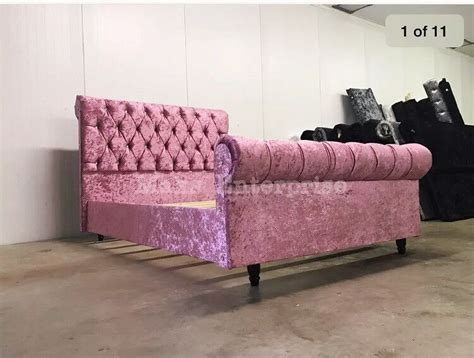 Pink Crushed Velvet King Size Chesterfield Bed In Exeter Devon Gumtree