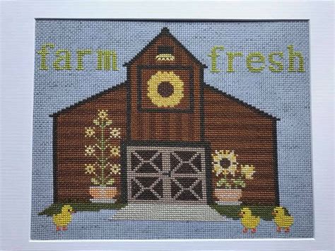 Floral wreath cross stitch pdf pattern, floral needlepoint design, round flower needlepoint counted chart this pattern is an digital cross stitch. Sunflower Barn Cross Stitch Pattern Instant Download PDF ...