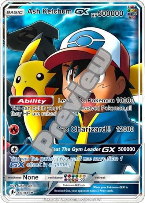 Ash Ketchum Gx Pokemon Card Etsy