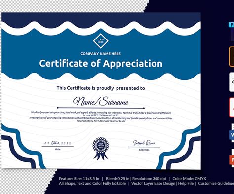 Printable Of Appreciation Certificate Template 104744