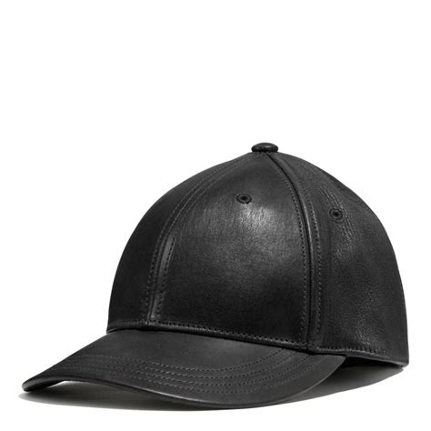 Coach Leather Baseball Cap In Black For Men Lyst