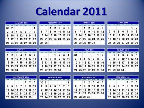 2011 Calendar Printable One Page