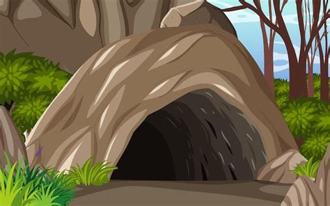 Premium Vector Inside Cave Landscape In Cartoon Style