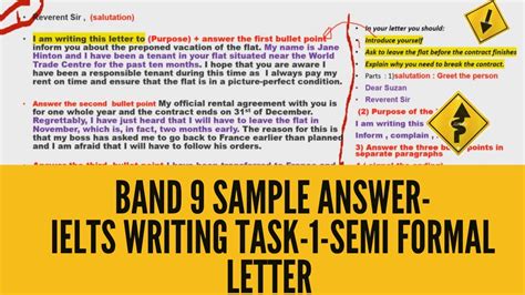 Band 9 Sample Answer Ielts Writing Task 1 Semi Formal Letter Youtube