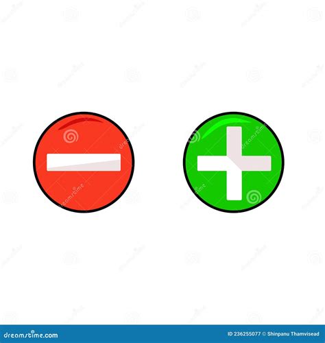 Green Plus Sign And Red Minus Sign Circle Shape Vector Illustration