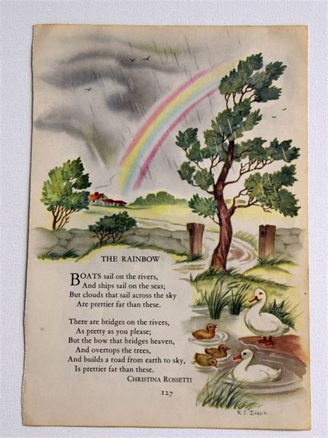 Vintage Childrens Rainbow Illustration And Poem By Christina Rossetti