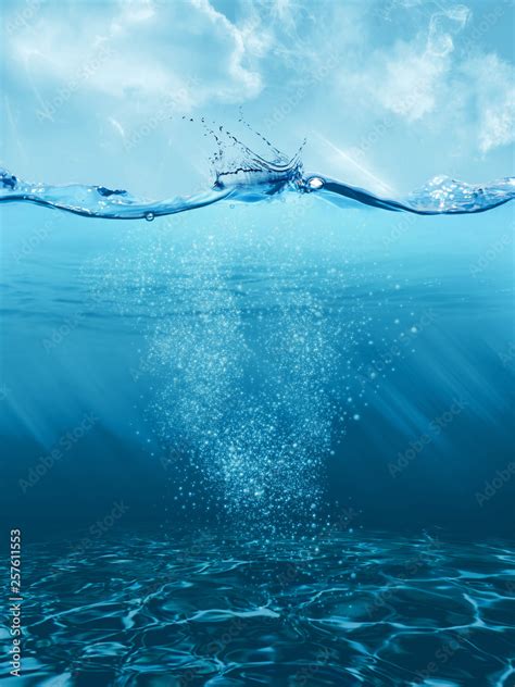Underwater View With A Sea Surface Seabed And Sky Stock Photo Adobe