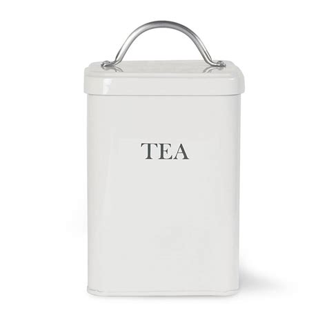 5.2 now designs square tea tin, turquoise, vintage script print. Tea Canister By All Things Brighton Beautiful ...