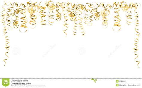 Golden Serpentine Streamers Isolated On White Stock Image Image Of