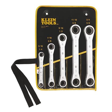 Klein Tools 5 Piece Fully Reversible Ratcheting Offset Box Wrench Set