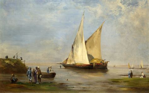 3840x2160 Resolution People Beside Body Of Water And Ship Painting