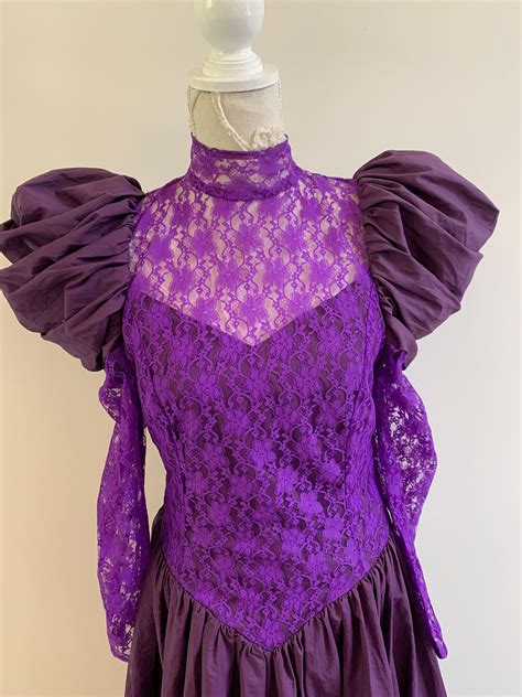 Vintage Purple Princess Prom Dress Retro Party Long Lace Ball Etsy Uk