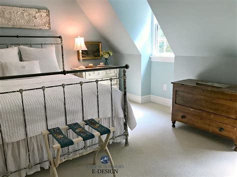 The 10 listed farmhouse style paint colors include benjamin moore colors that will fit beautifully in many rooms of your home. Guest bedroom, Benjamin Moore Woodlawn Blue with farmhouse ...