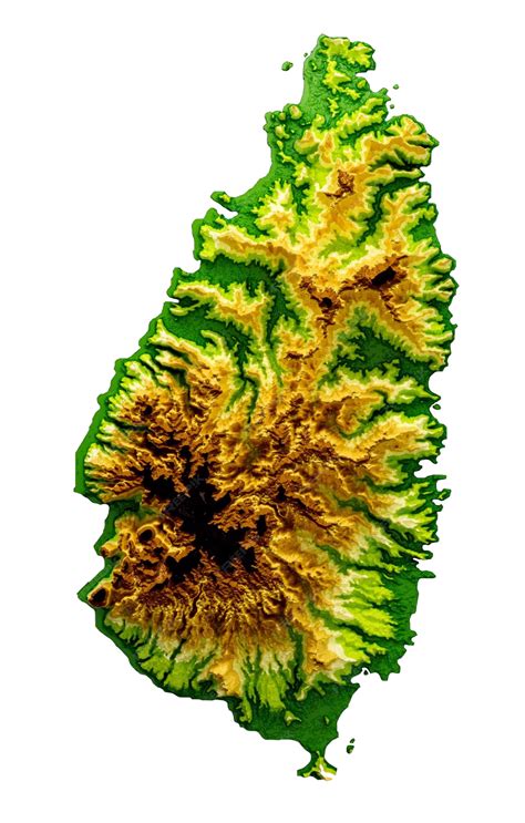 Saint Lucia Relief Map