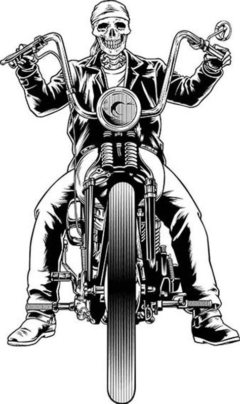 Biker Skull Skeleton Motorcycle Chopper Harley Davidson Sportster Clip Art Motorcycle