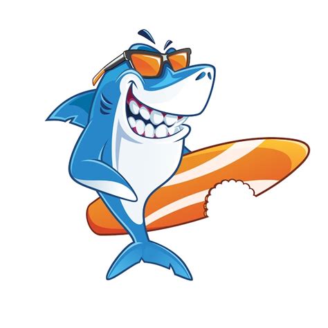 Premium Vector Smiling Surfer Shark Cartoon Character