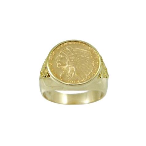 14k Solid Yellow Gold Nugget Mens Ring 22 Mm Mounting Only For 110 Oz