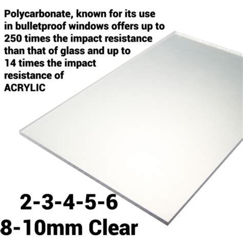 2mm 3mm 4mm 5mm 6mm 8mm 10mm Clear Perspex Sheet Polycarbonate Solid