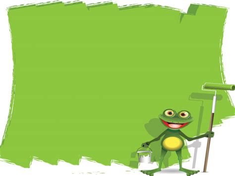 Cartoon Painter Frog Backgrounds Animals Green White Templates