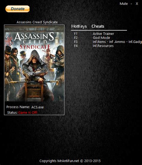 Assassin S Creed Syndicate Trainer 6 1 12 MrAntiFun