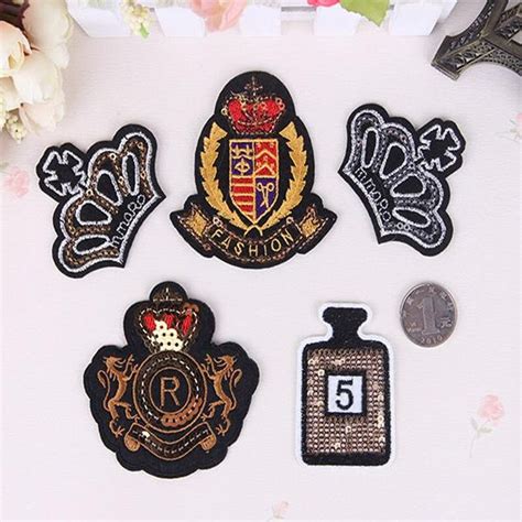5pcslot Clothes Embroidered Iron On Patches Cloth Sequins Patch Diy