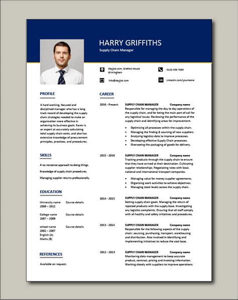 Example Of A Supply Chain Manager Cv Template Logistics Suppliers